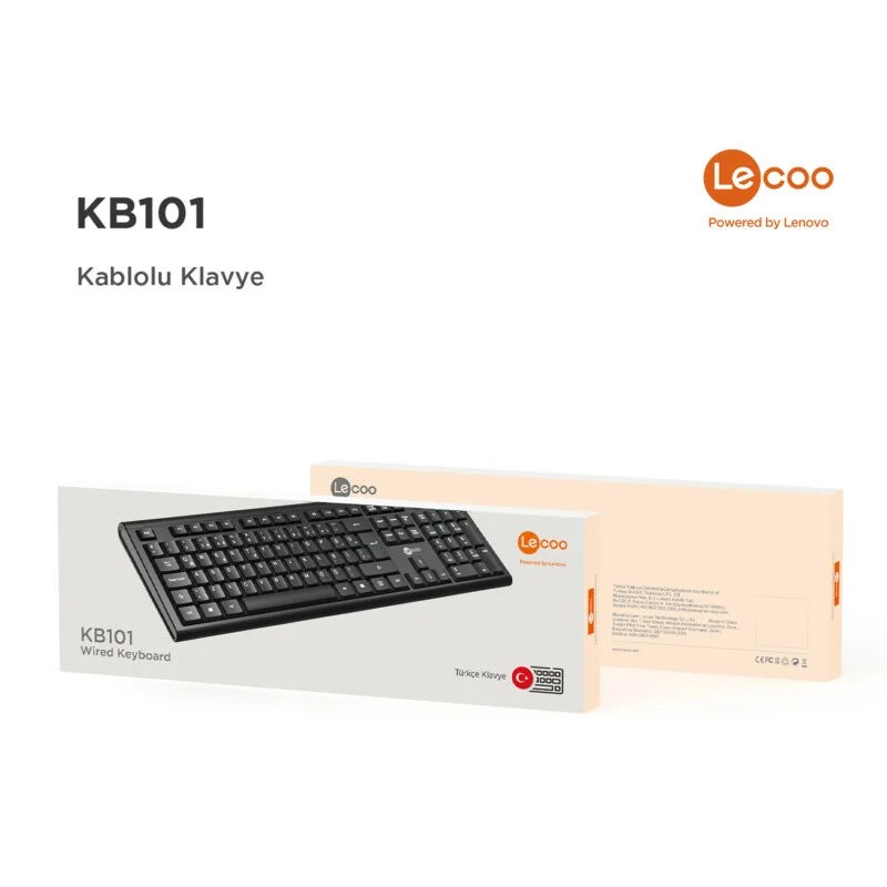 LECOO KB101 USB/KABLOLU SİYAH Q KLAVYE-35644