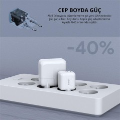 AUKEY AUKEY PA-B1T-WH 20W OMNİA II MİNİ GAN PD QC 3.0 TYPE C HIZLI ŞARJ ADAPTÖRÜ -70126