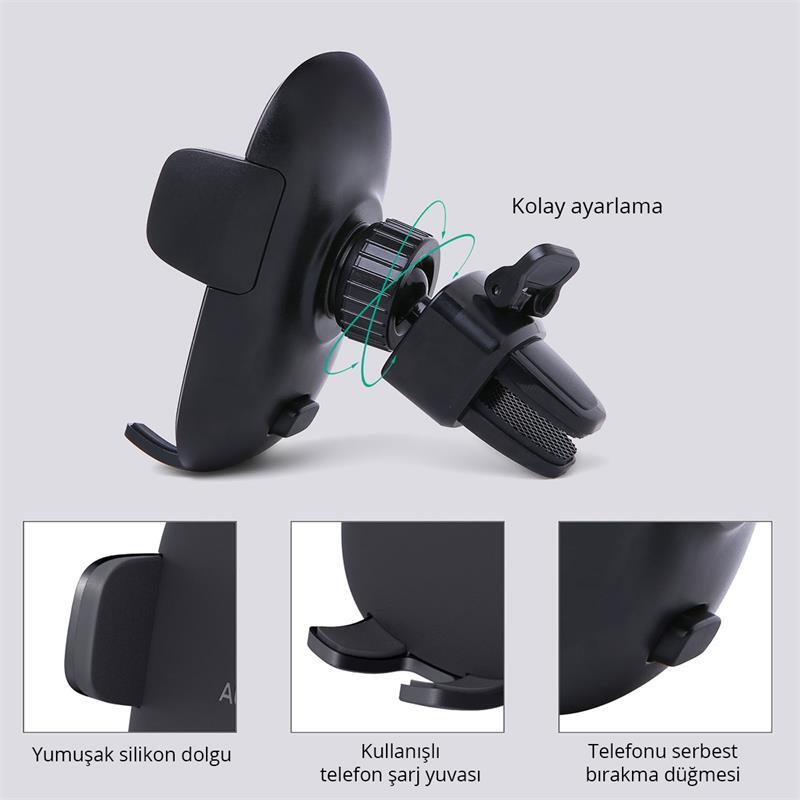 AUKEY AUKEY HD-C48-BK 360 DERECE TÜM CİHAZLARLA UYUMLU ARAÇ İÇİ TELEFON TUTUCU KOLAY KİLİTLEME/BIRAKMA -56136