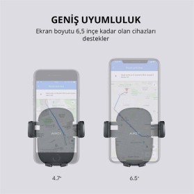 AUKEY AUKEY HD-C48-BK 360 DERECE TÜM CİHAZLARLA UYUMLU ARAÇ İÇİ TELEFON TUTUCU KOLAY KİLİTLEME/BIRAKMA -70118