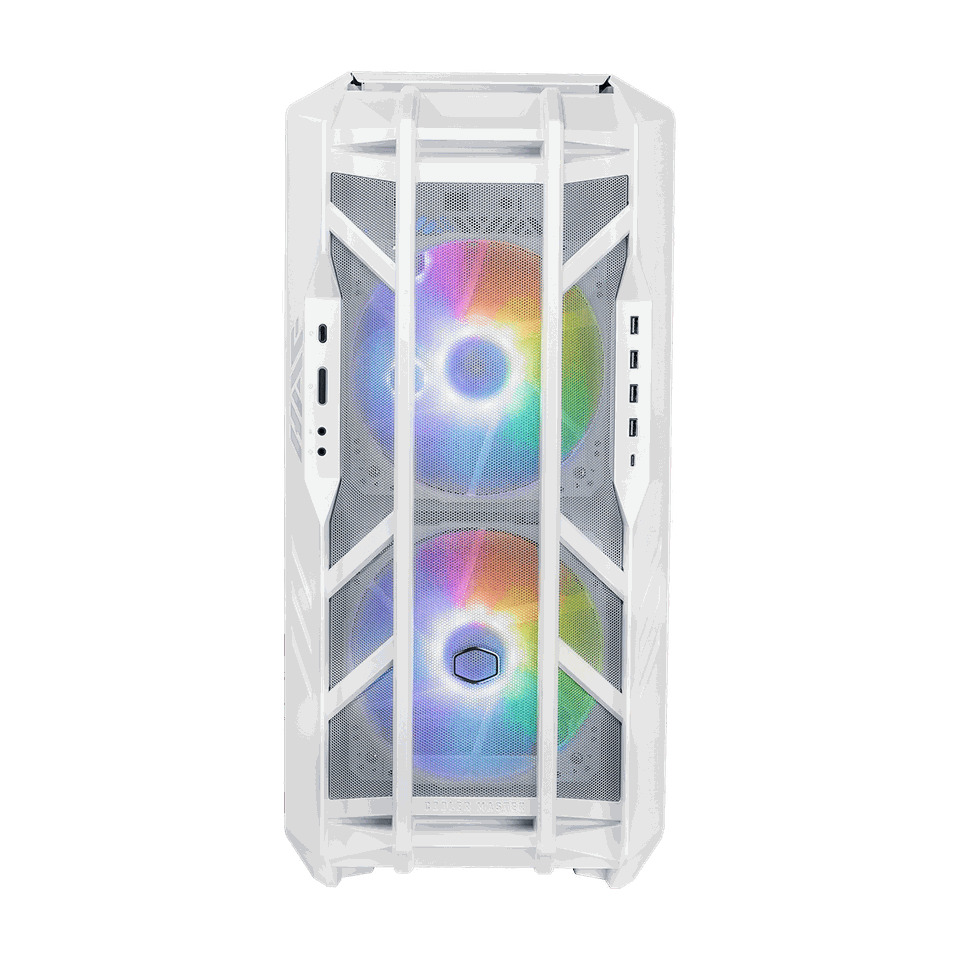 COOLERMASTER CM HAF700 Beyaz Tempered Glass ARGB Ledli, Mesh Ön Panel, Titanyum Gri Renkli FullTower Kasa-62578