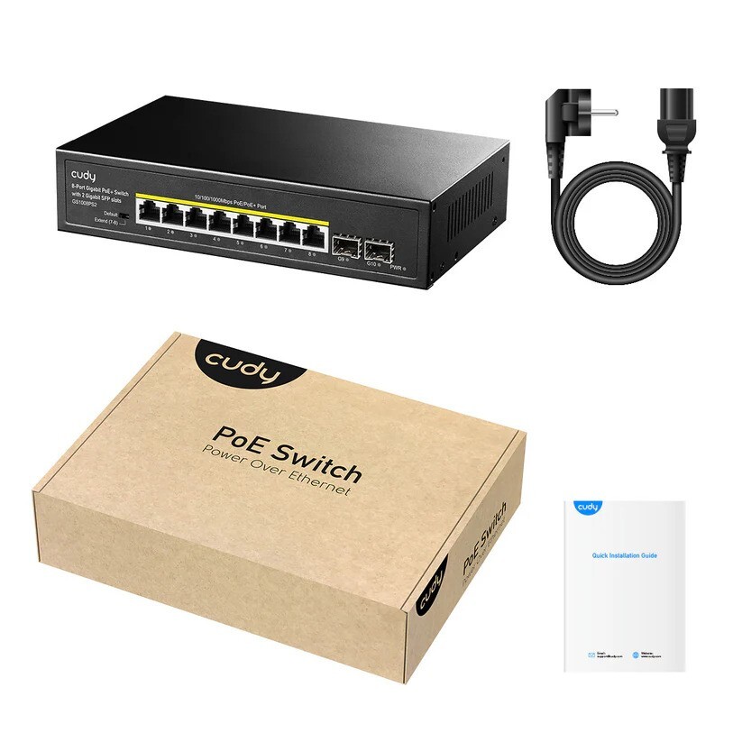 CUDY Cudy GS1008PS2 8 Port 10/100/1000Mbps 2*SFP VLAN&Extend Mode 250m 120W POE+ Ethernet Switch-61377