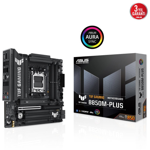 ASUS ASUS TUF GAMING B850M-PLUS, 4xDDR5, 3x M.2, HDMI, DP, Type-C, AMD Ryzen 9000 Serisi, AM5 Soket Anakart
