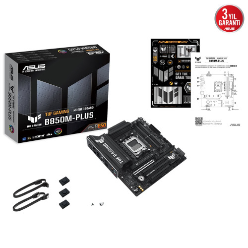 ASUS ASUS TUF GAMING B850M-PLUS, 4xDDR5, 3x M.2, HDMI, DP, Type-C, AMD Ryzen 9000 Serisi, AM5 Soket Anakart-61589