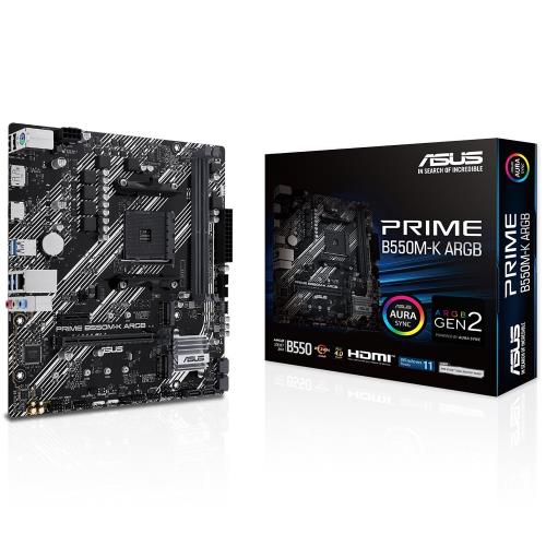 ASUS  ASUS PRIME B550M-K ARGB, 2xDDR4, 2x M.2, DP, HDMI, AM4 Soket Anakart 