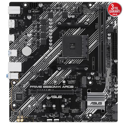 ASUS  ASUS PRIME B550M-K ARGB, 2xDDR4, 2x M.2, DP, HDMI, AM4 Soket Anakart -31713