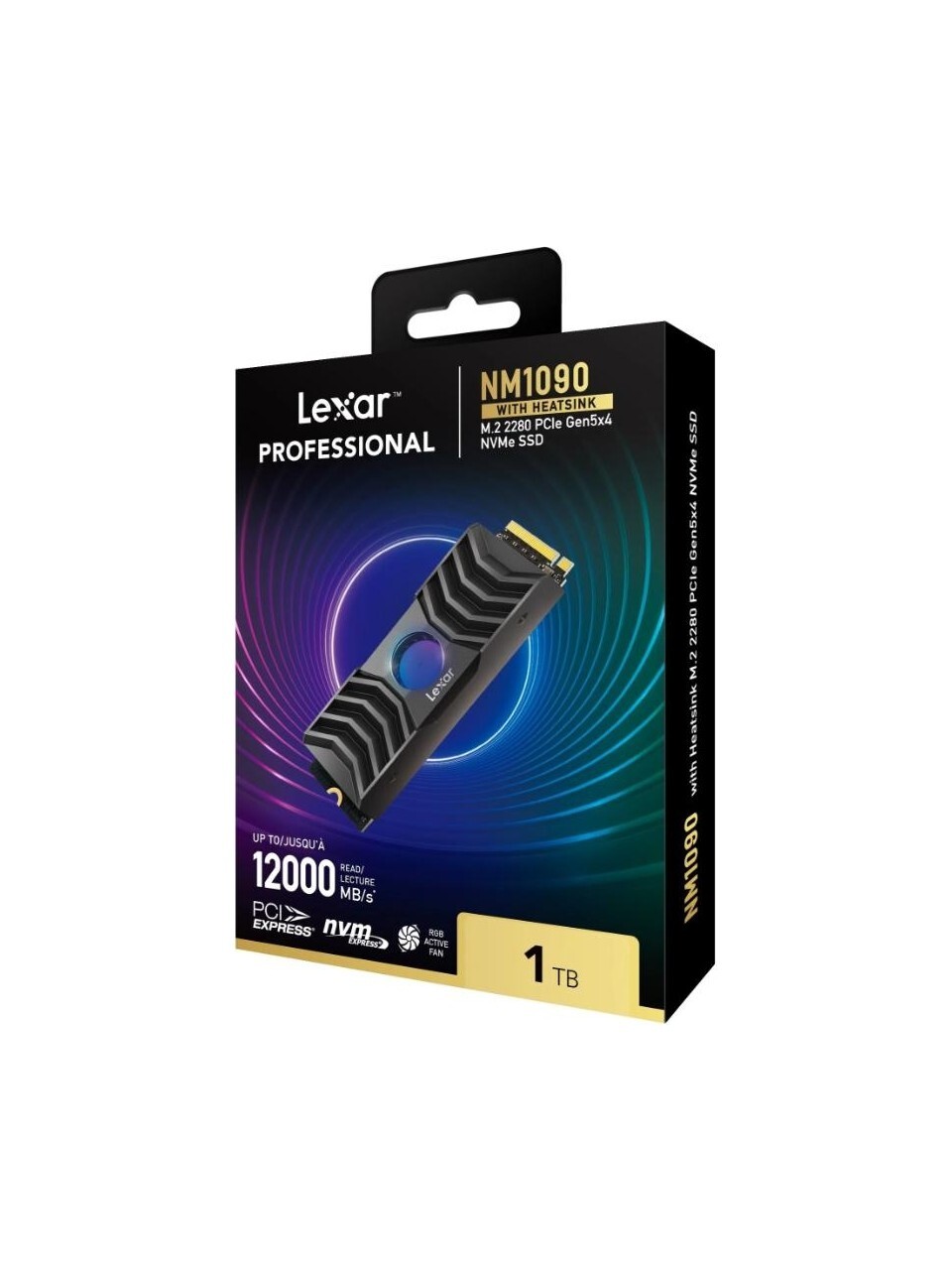 LEXAR LEXAR SSD NM1090 1TB PCIe GEN 5X4 M.2 WITH HEATSINK LPAH300 READ 11500MB/S WRITE 9000MB/S LNM1090001T-RNANG-55537