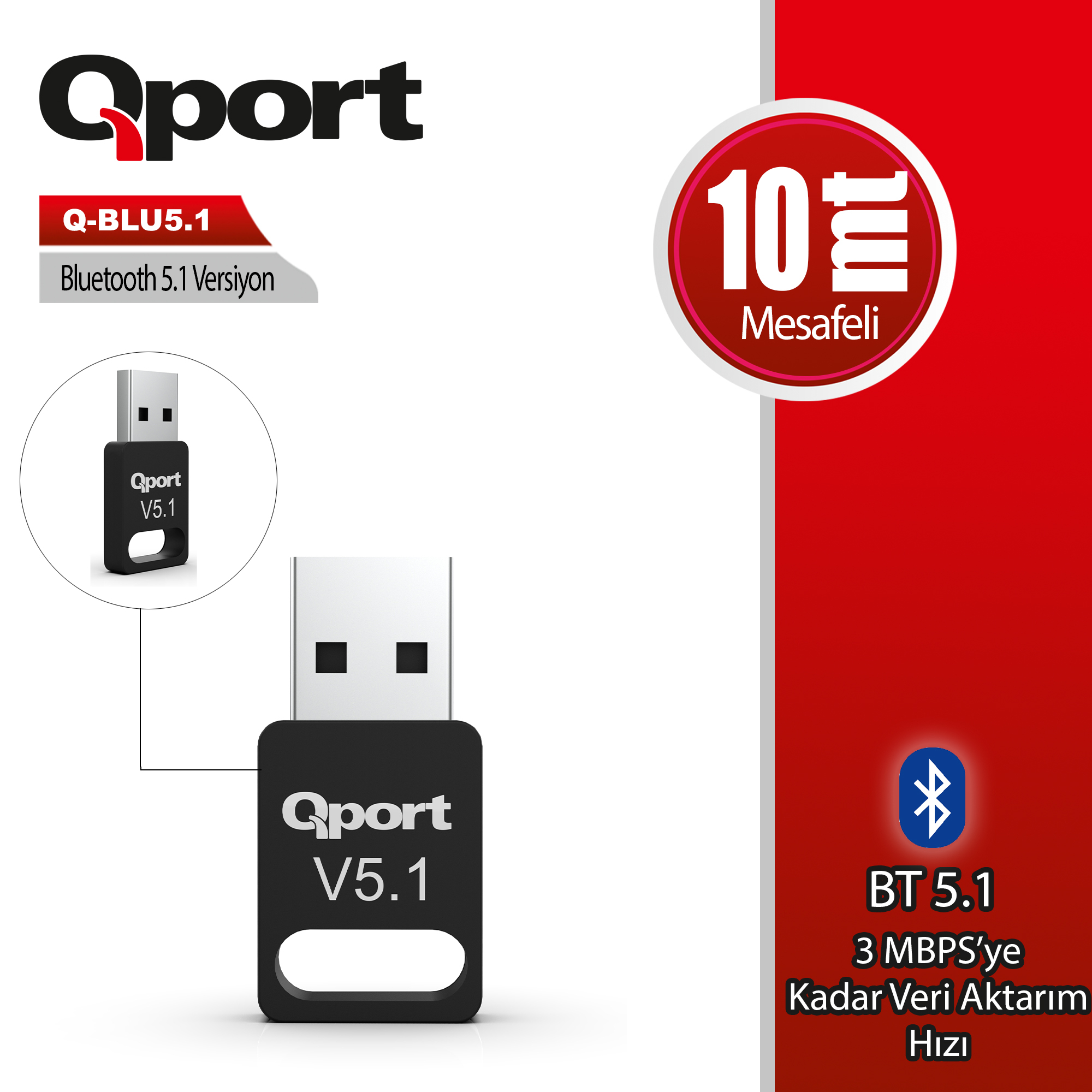 QPORT QPORT Q-BLU5.1 BLUETOOTH V5.1 USB ADAPTOR 