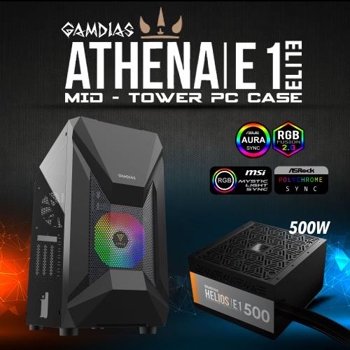 GAMDıAS GAMDIAS ATHENA E1 Elite, 500W, Tempered Glass, Mesh, ARGB, ATX GAMING KASA