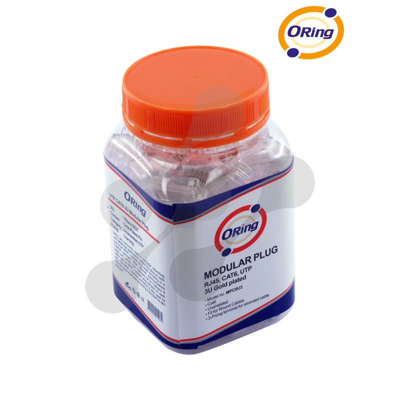 ORING ORING MPC6U3 CAT6 PLUG U/UTP RJ45 ALTIN UÇ KONNEKTÖR 100 LÜ PAKET 