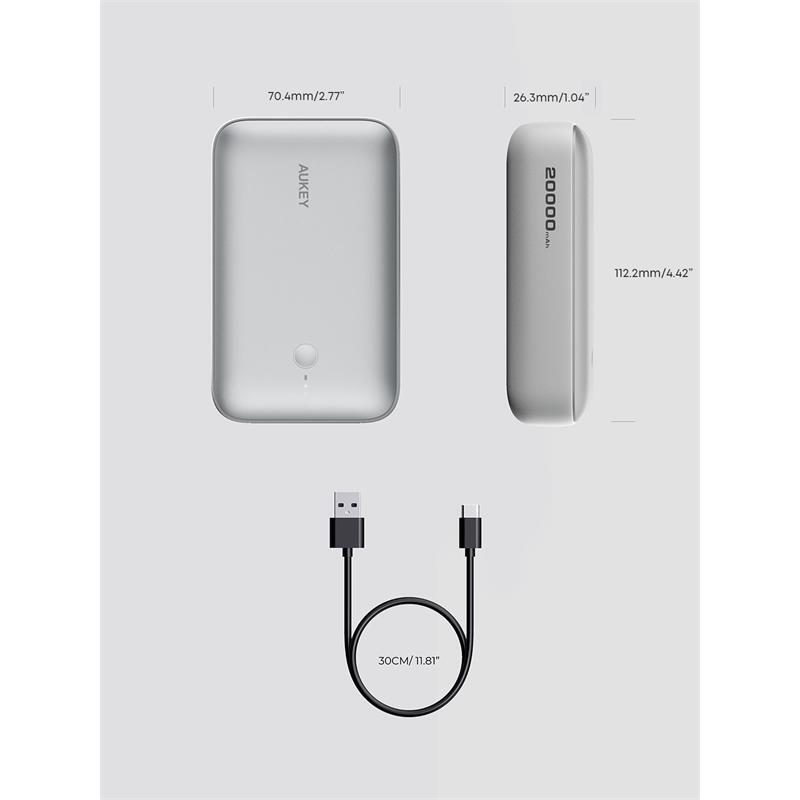 AUKEY AUKEY PB-Y57-WH 22.5W 20000 MAH PD QC3.0 TYPE-C USB-A POWERBANK -56124