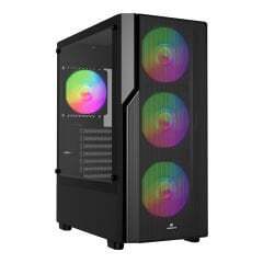 GAMEBOOSTER GAMEBOOSTER GameBooster CRUX E650B 650W 80+ WHITE USB 3.0 Mesh 4*Rainbow Fanlı Mid-T E-ATX Gaming Siyah Kasa
