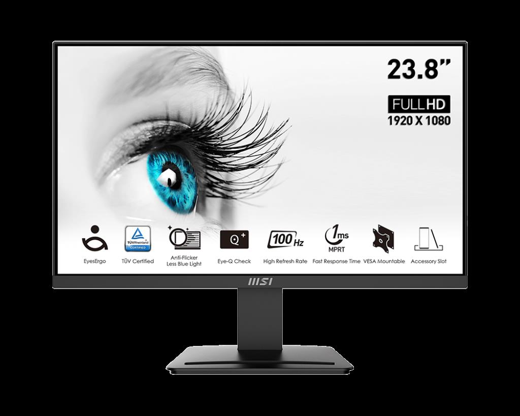 MSI 23.8" MSI PRO MP2412 1ms 100Hz FHD HDMI DP VA Siyah Flat Monitör