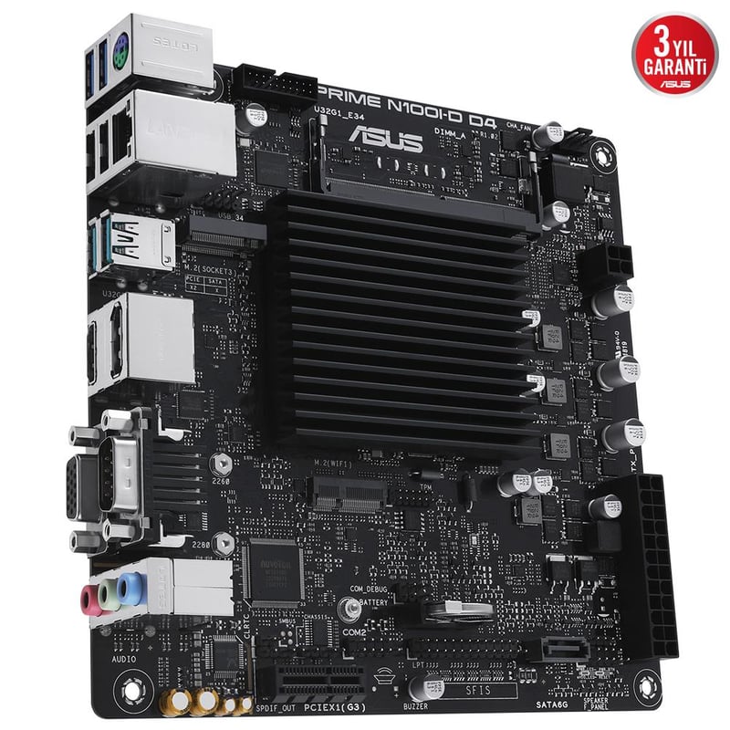 ASUS ASUS MB PRIME N100I-D D4-CSM INTEL N100 CPU DDR4 3200 DP HDMI VGA M2 USB3.2 COM Mini ITX ONBOARD ISLEMCI FANSIZ TASARIM ESD GUAR-45055