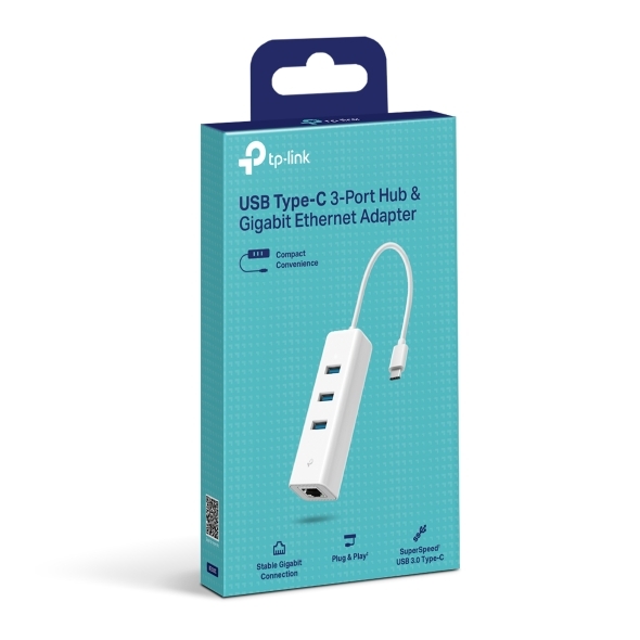 TP-LINK TP-LINK UE330C USB3.0 TYPE-C 3-PORT HUB VE GIGABIT ETHERNET ADAPTORU-55540