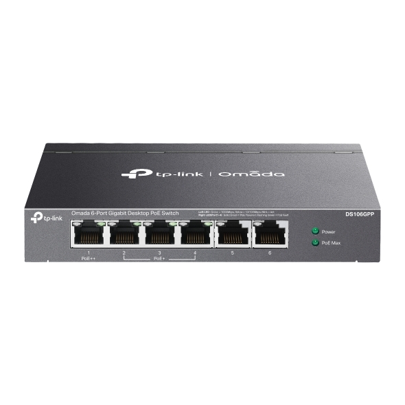 OMADA TP-LINK DS106GPP 250W 16GE PoE Switch 2GE uplink Port 1 PoE++, 250m PoE, PoE Auto Recovery, Metal Desktop