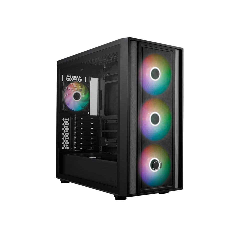 COOLERMASTER CM MasterBox 600 TG Mesh Siyah ARGB 3x14cm Fanı, Normal ve Back-Connect Anakart Destekli  ATX Kasa
