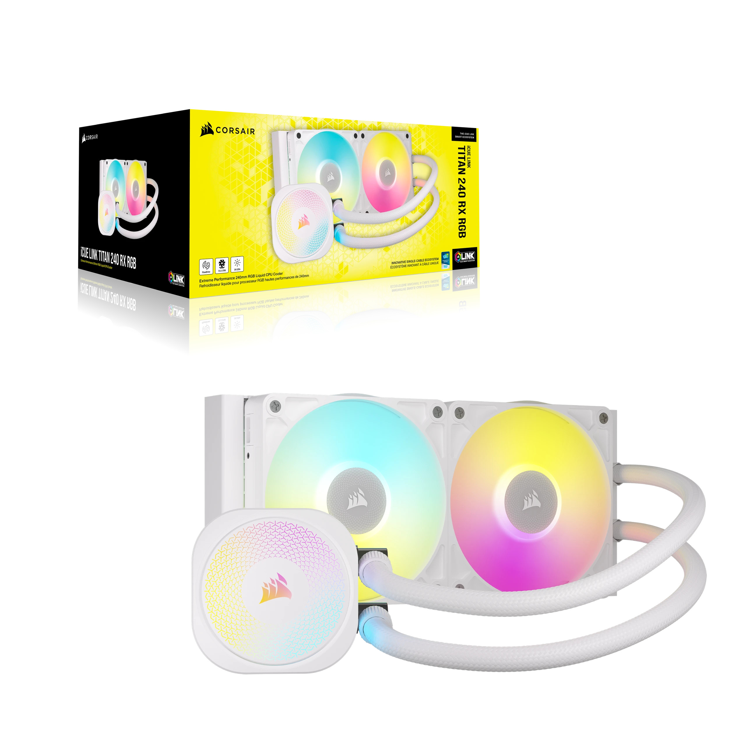 CORSAIR CORSAIR CW-9061020-WW ICUE LINK TITAN 240 RX RGB AIO 240 mm RADYATÖR RGB AYDINLATMA SIVI CPU SOĞUTUCUSU BEYAZ (Intel 1700 Intel 