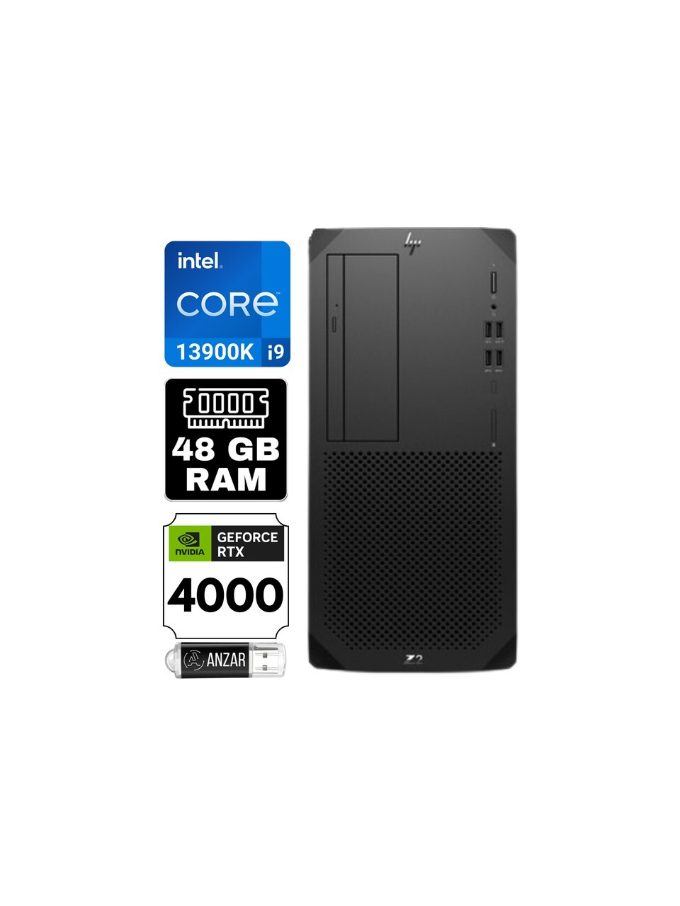 HP HP WS 8T1H8EA Z2 G9 i9-14900K 32GB (2x16GB) nECC DDR5 4800 1TB SSD NVIDIA RTX A4000 16GB WIN11PHIGHEND
