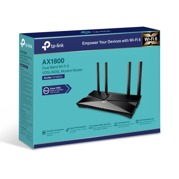TP-LINK TP-LINK Archer VX1800v AX1800 Çift Bantlı Wi-Fi 6 VDSL/ADSL Modem Router-54032