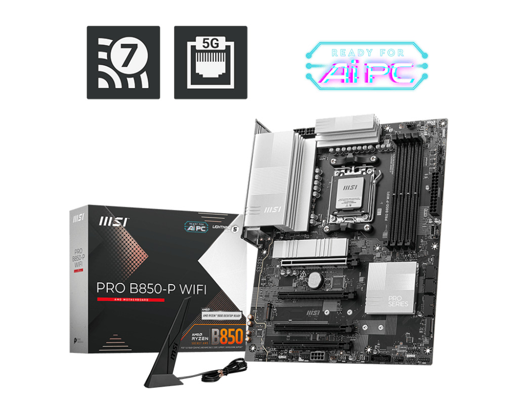 MSI MSI MB PRO B850-P WIFI AM5 DDR5 8200MHZ(OC) HDMI 3x M.2 USB 10Gbs 5G LAN WI-FI 7 ATX