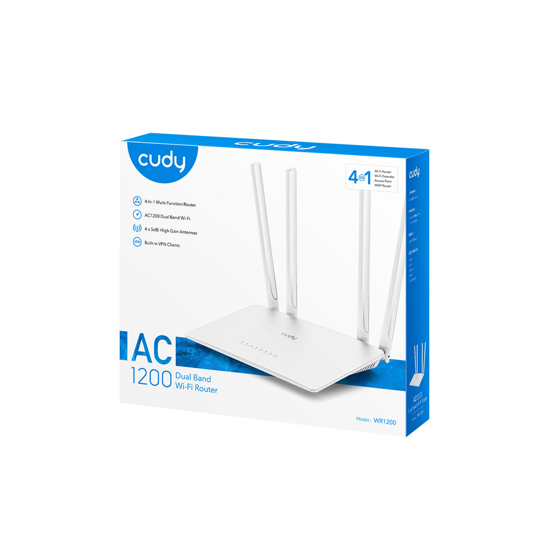 CUDY Cudy WR1200 AC1200 2.4GHz/5GHz 1200Mbps AP/RE/WISP 5*FE Port MU-MIMO Kablosuz Wi-Fi Router-62628