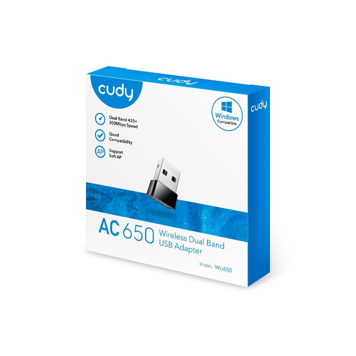 CUDY CUDY WU650 AC650 2.4GHz/5GHz 650Mbps 2dBi Dahili Anten MU-MIMO Kablosuz USB Wi-Fi Adaptör