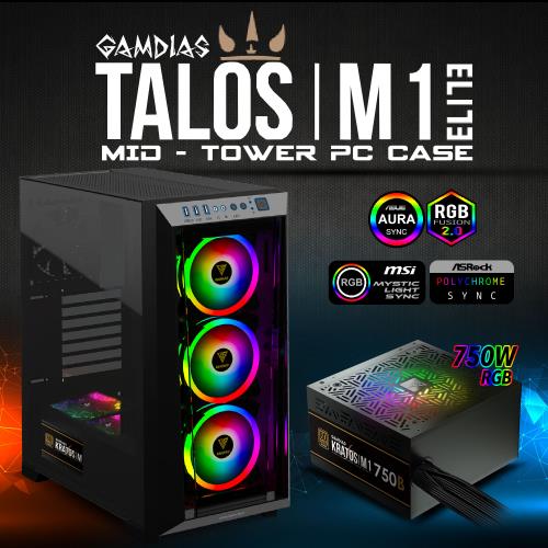 GAMDıAS GAMDIAS TALOS M1 Elite, 750W, Tempered Glass, ARGB, 80+ Bronze, ATX GAMING KASA