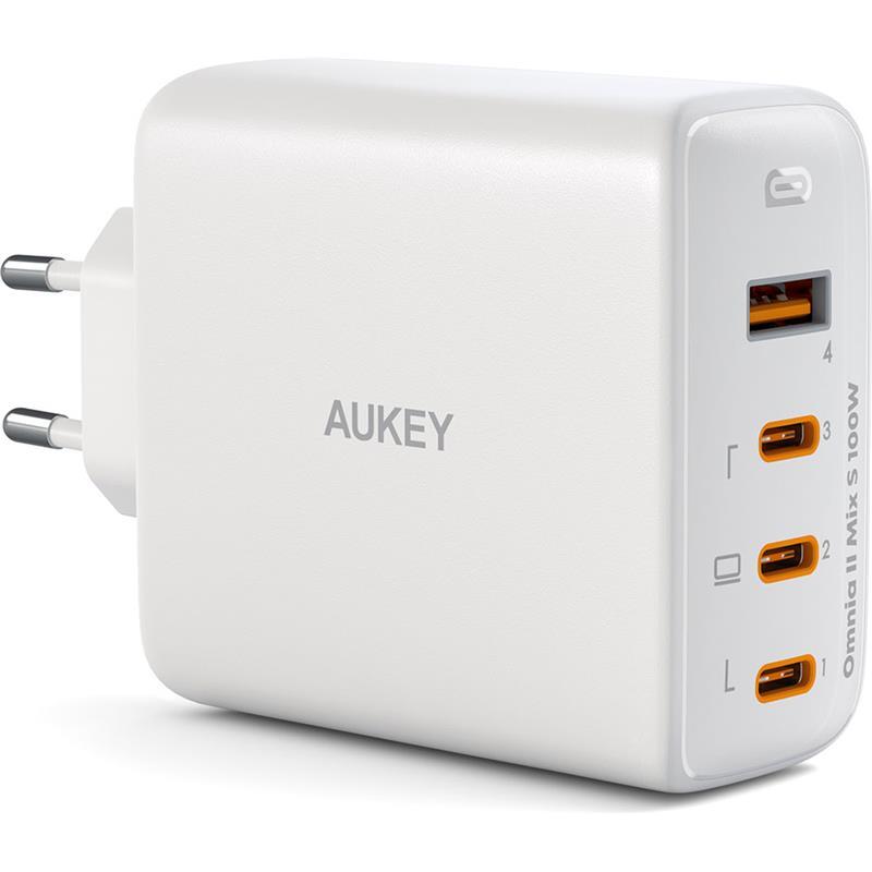 AUKEY AUKEY PA-B7S-WH 100W DÖRT BAĞLANTI NOKTALI PD GAN DUVAR ŞARJ CİHAZI 