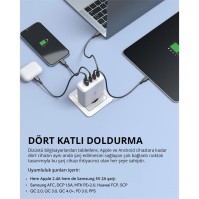 AUKEY AUKEY PA-B7S-WH 100W DÖRT BAĞLANTI NOKTALI PD GAN DUVAR ŞARJ CİHAZI -65720