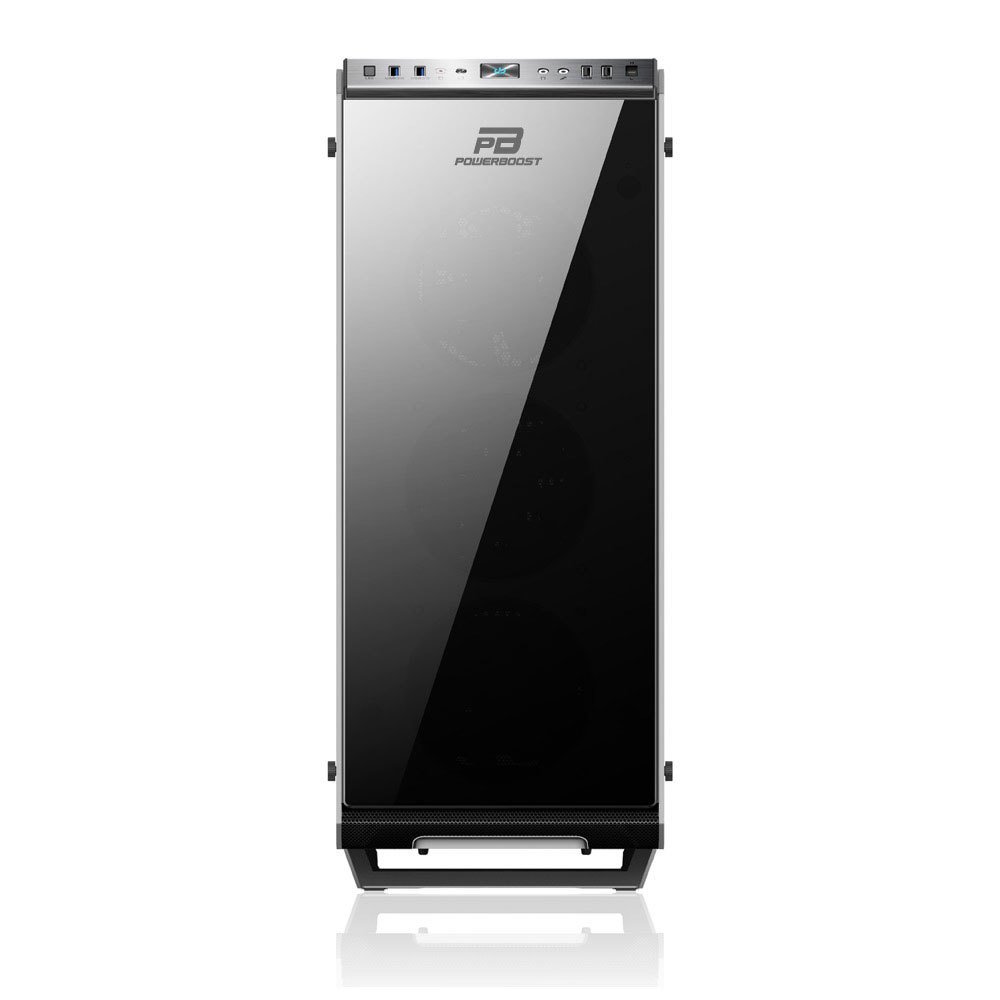 POWERBOOST  VK-G3903S USB3.0 Full Siyah Tempered Glass 6xHalo Reguler RGB Fanlı kasa (PSU Yok)