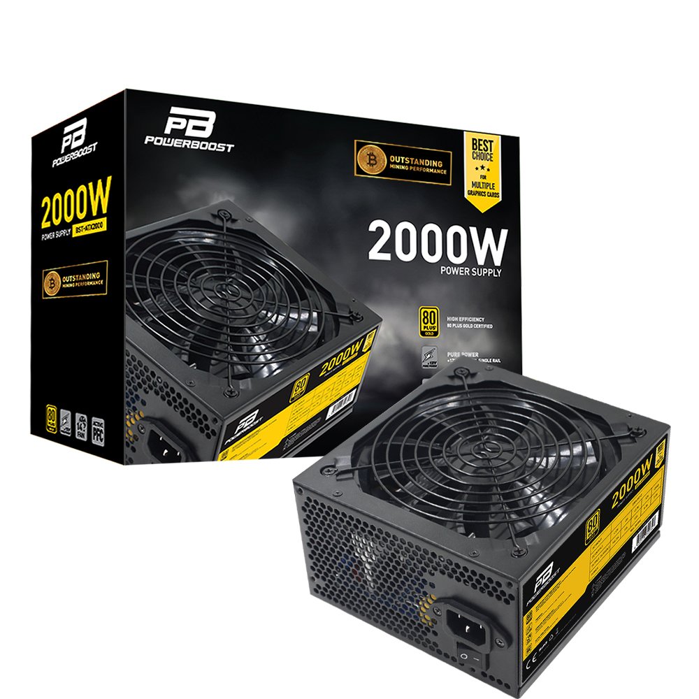 POWERBOOST  BST-ATX2000 2000w 14cm SİYAH fan, Mining  ATX POWER SUPPLY (Retail)-45031