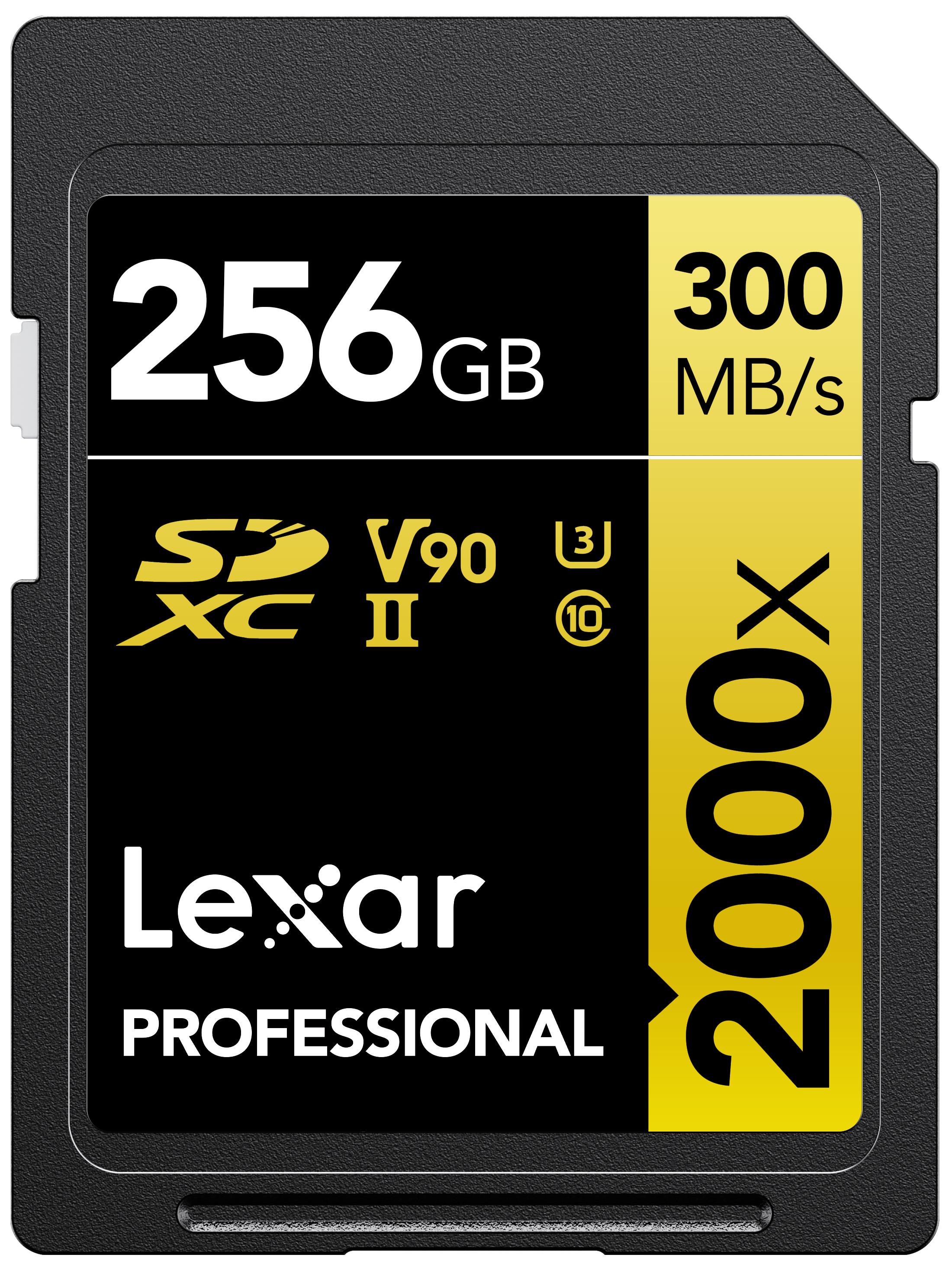LEXAR LEXAR 256GB LSD2000256G-BNNNG SD PROFESSIONAL 2000X SDXC UHS-II CARDS UP TO 300MB/S READ 260MB/S WRITE C10 V90 U3