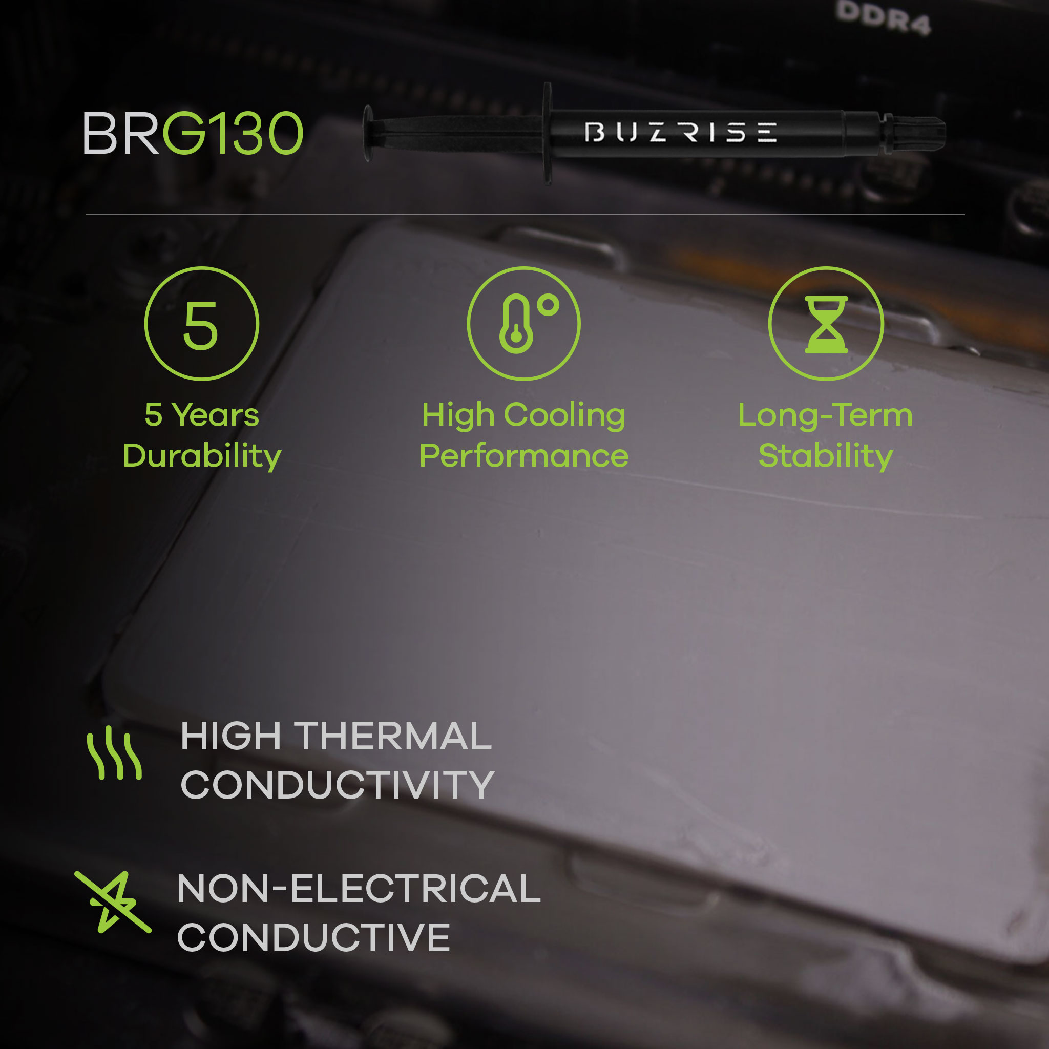 BUZRISE Buzrise BRG-130 4gr Yüksek Performanslı Termal Macun 13W/m.k-29647