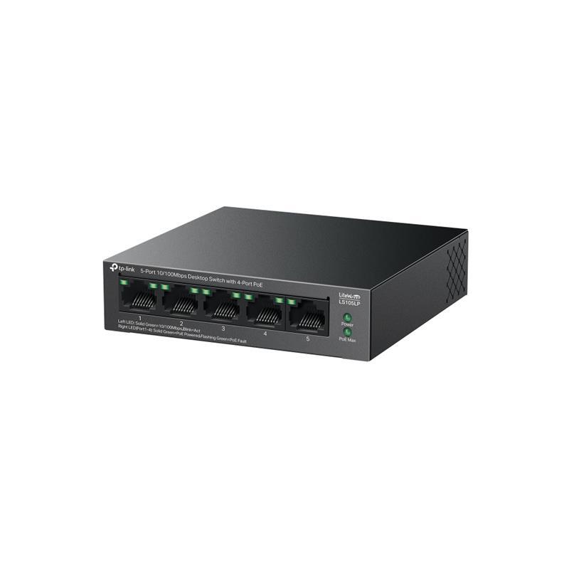 TP-LINK TP-LINK LS105LP 4 PORT 10/100 +1 PORT RJ45 UPLINK 41W 250 METRE POE MESAFE METAL KASA SWITCH -31104
