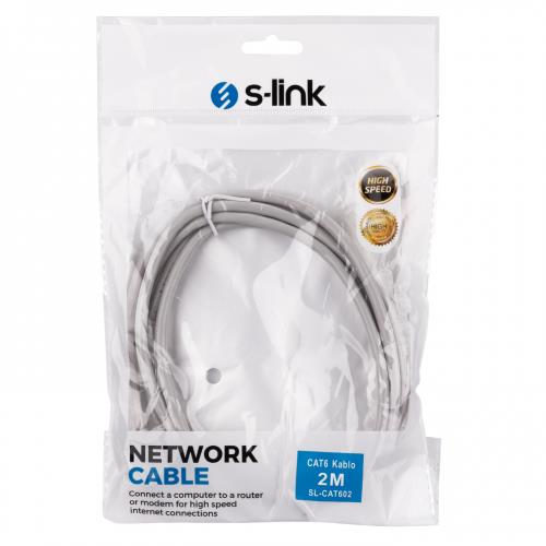 S-LINK  S-Link SL-CAT602, CAT6, Patch, 2Mt, Kablo (Gri) -32324
