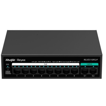 RUIJIE RUIJIE RUIJIE REYEE RG-ES110FG-P 8 PORT 10/100 8 PORT POE 2 PORT GIGABIT UPLINK 110W YONETILEMEZ DESKTOP SWITCH