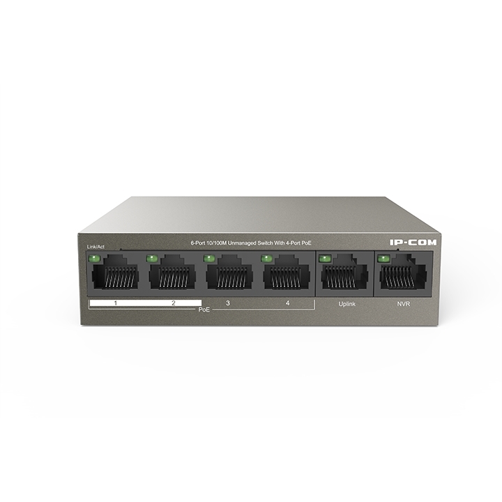 IP-COM  IP-F1106P-4-63W 4 PORT 10/100 4 PORT POE 2 X FE UPLINK 63W YONETILEMEZ DESKTOP SWITCH