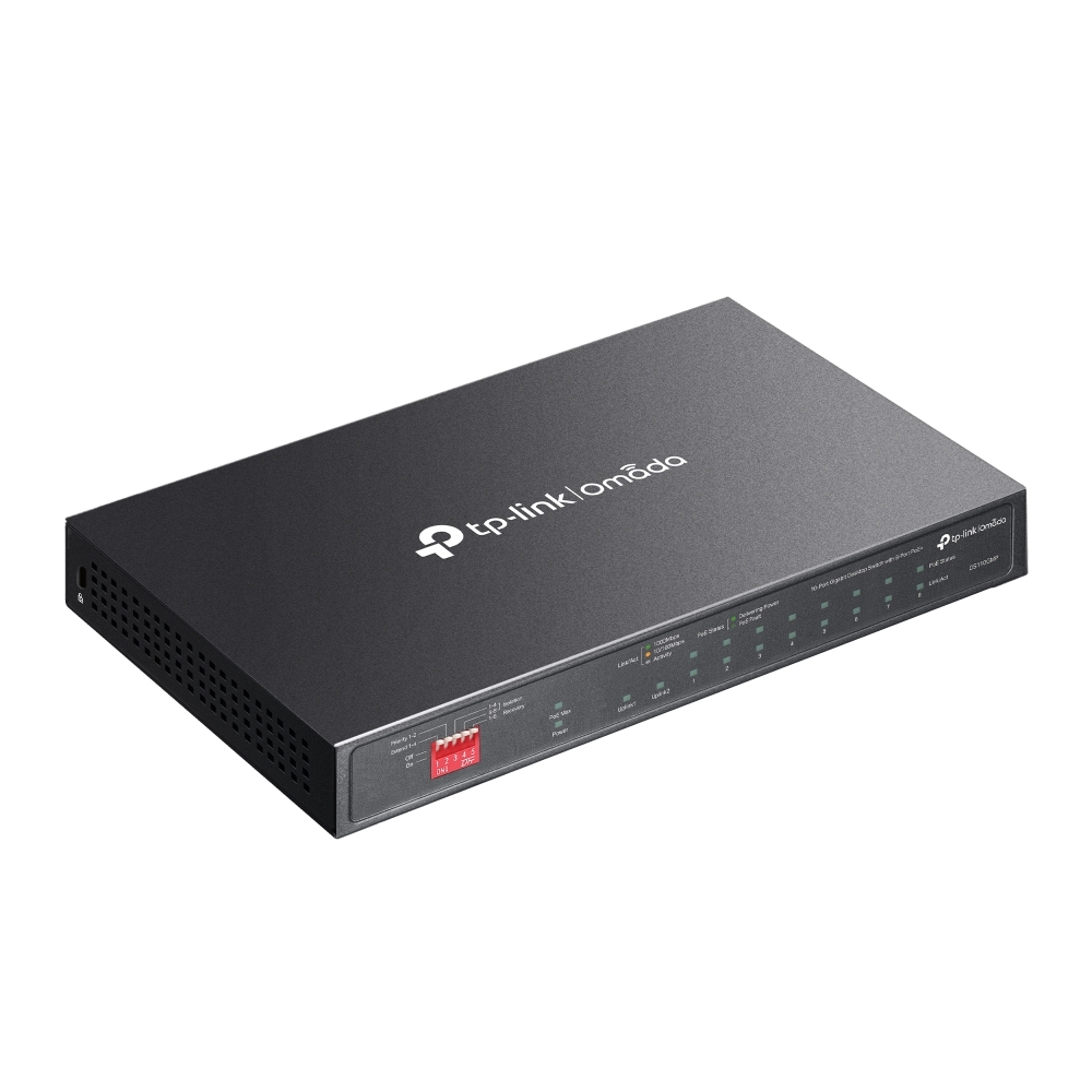 OMADA TP-LINK DS110GMP 123W 8GE PoE Switch 2GE uplink1 combo SFP, 250m PoE, PoE Auto Recovery Metal, Desktop-60740