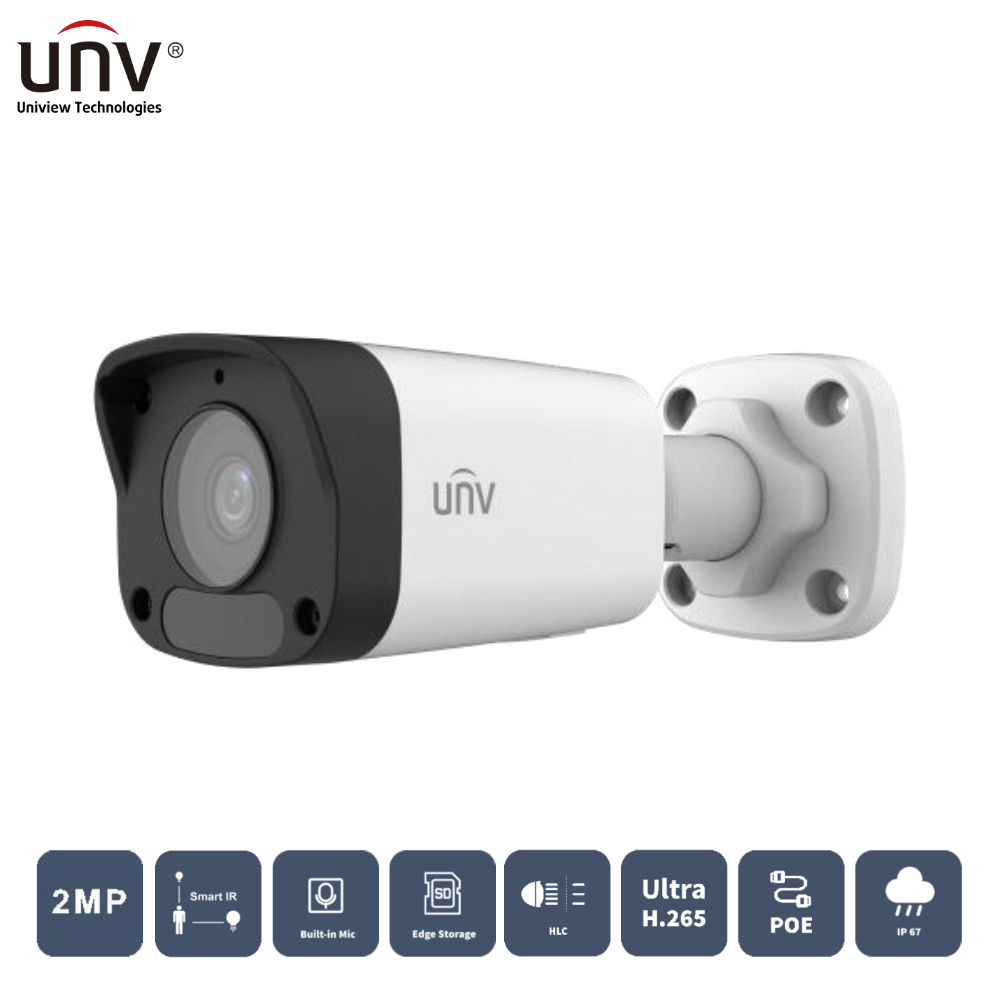 UNIVIEW UNIVIEW IPC2122LB-ASF28K-A 2MP 2.8MM 30MT IP67 H265+ IR BULLET IP KAMERA (Dahili Sesli)
