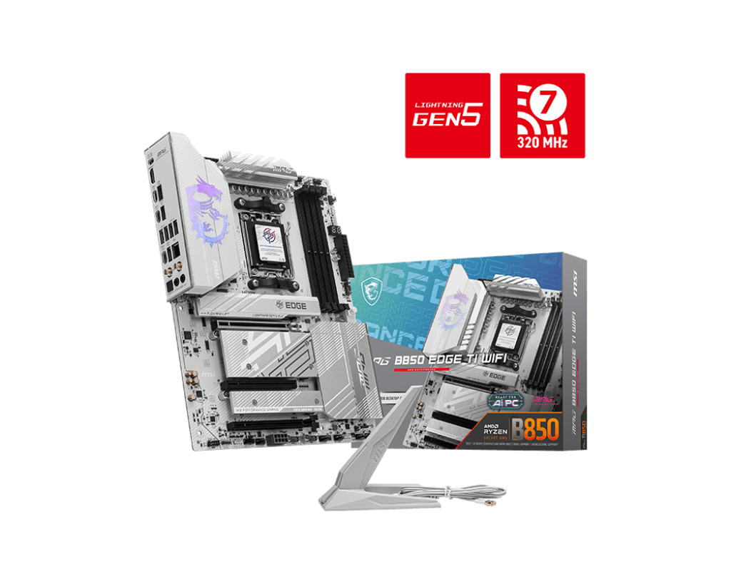 MSI MSI MB MPG B850 EDGE TI WIFI AM5 DDR5 8400MHZ(OC) HDMI 4x M.2 USB 10Gbs 5G LAN WI-FI 7 ATX-58575