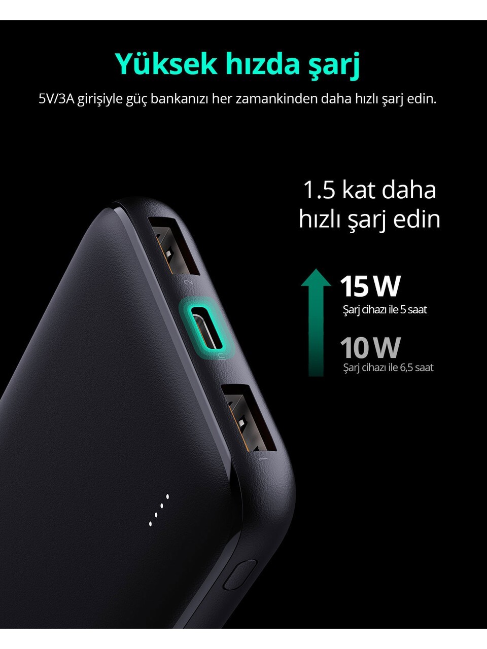 AUKEY AUKEY PB-N73-BK 15W 10000 MAH TYPE-C İNCE POWERBANK -56193