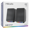 MIKADO MD-178, 6W, 1+1, Masaüstü, RGB Aydınlatma, USB, Siyah Kasa, Speaker