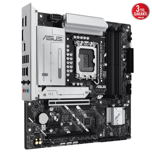 ASUS ASUS PRIME B860M-A WI-FI, 4xDDR5 2x M.2, HDMI, 2xDP, Wİ-Fİ 6E, Bluetooth v5.3, Type-C, Intel Core Ultra CPU(Seri 2), LGA1851 Sok-61198
