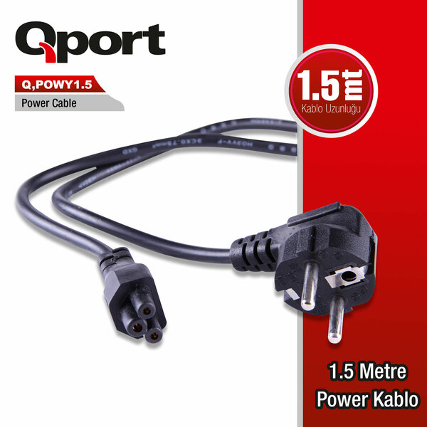 QPORT QPORT Q-POWY1.5 1.5MT NOTEBOOK POWER KABLO