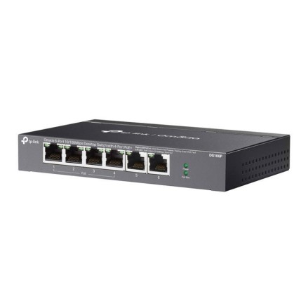 TP-LINK TP-LINK OMADA DS106P 4 PORT 10/100+2 PORT 10/100 UPLINK 67W 250 METRE POE MESAFE METAL KASA SWITCH -64839