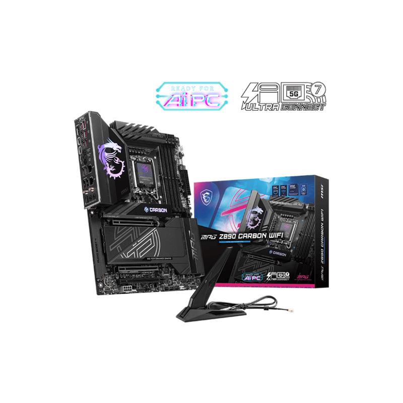 BIGBOY MSI MB MPG Z890 CARBON WIFI SOKET 1851 DDR5 9200MHZ(OC) USB 20Gbps 5xM.2 2xTB4 HDMI DISPLAY 1x5G 1x 2,5 LAN WIFI 7 ATX