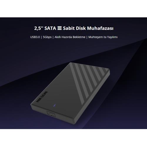 HIKSEMI HIKSEMI HS-HUB-MHB201, USB3.0, 2,5&quot; SSD ve HDD Destekler, 5Gbps, Siyah, Windows, Mac-OS, Linux, Android, Alüminyum Disk Kut-53556
