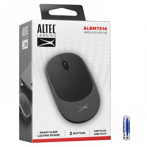 ALTEC LANSING  Altec Lansing ALBM7314, Gri-Siyah, 2.4GHz USB, 1200DPI, Kablosuz Optik Mouse 