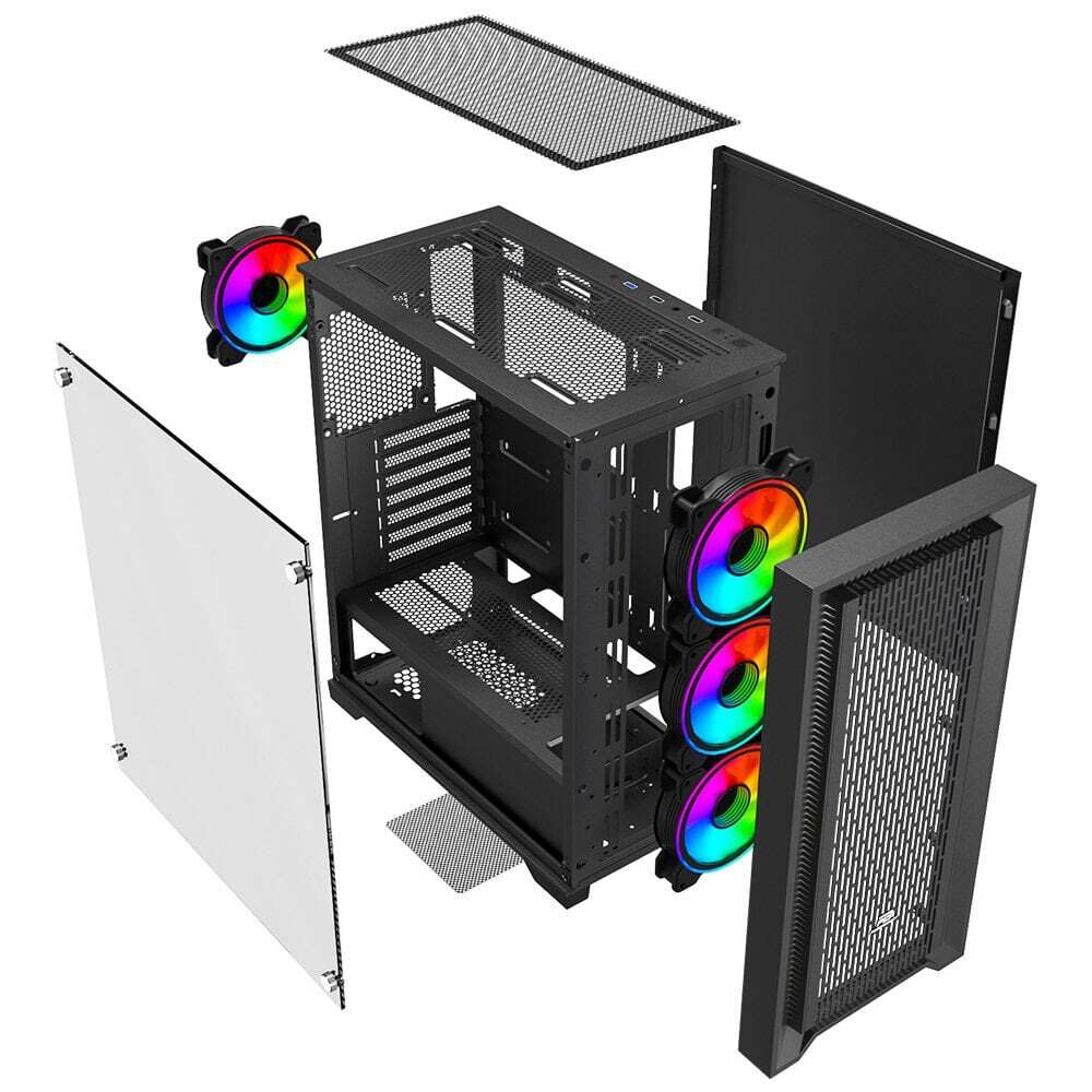 POWERBOOST PowerBoost PB-P705B 650w 80+ Bronze USB 3.0 Mesh ARGB Fanlı Gaming Siyah Kasa-62313